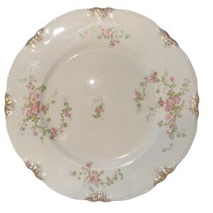 Set of 6 Warwick Antique Vintage Floral Porcelain Dinner Plate in Pink and Gold